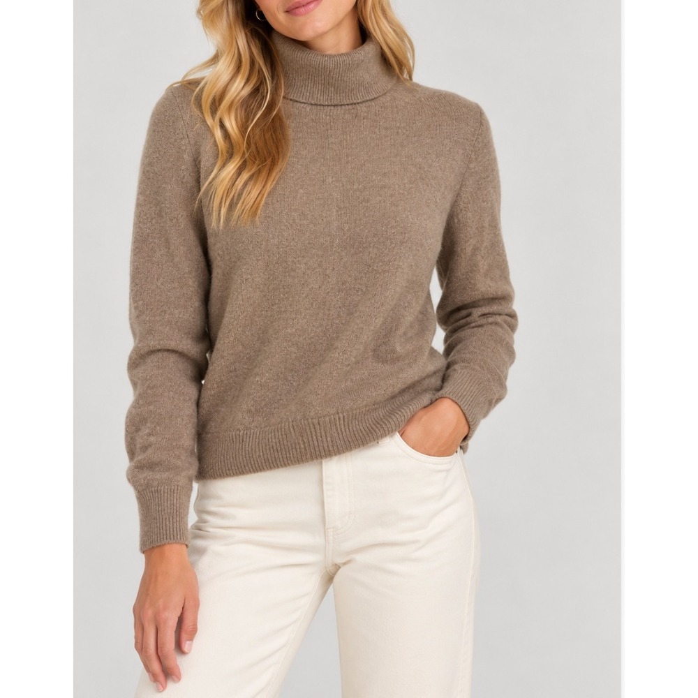 Charter Club Womens Brown Tan 100% Cashmere 2-Ply Turtleneck Sweater Small Vtg